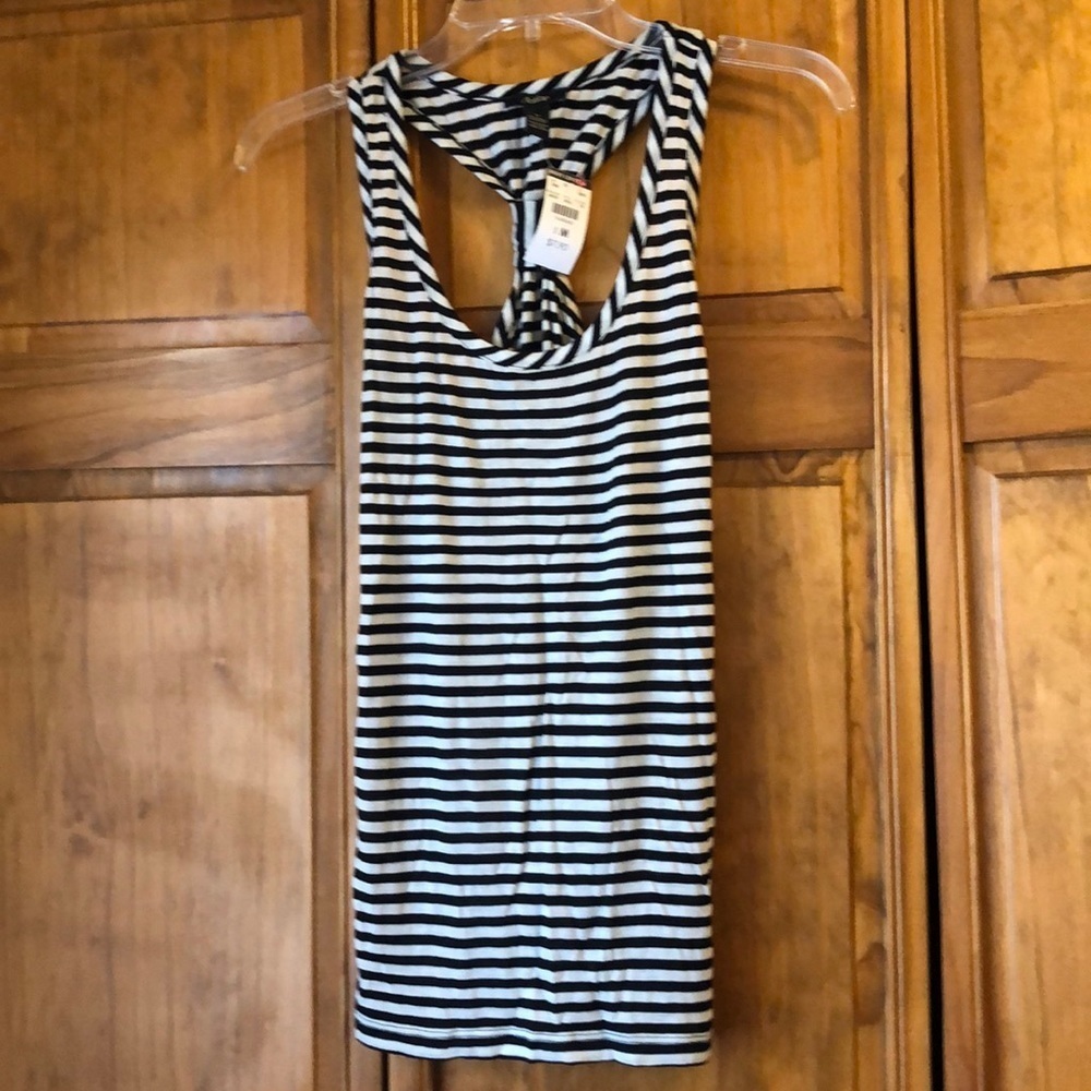 Body Central Active Black & White Stripe Tank Top